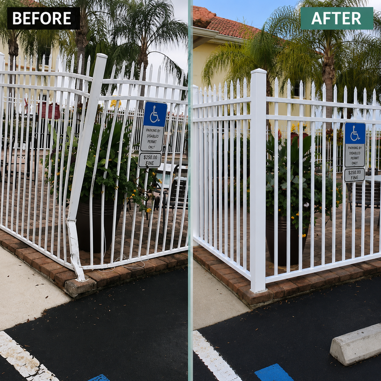 Completed fencing project by B&B Fencing