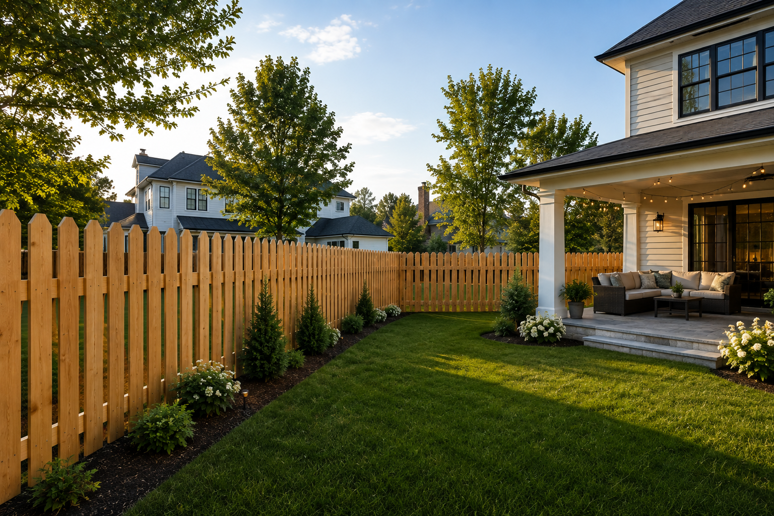Wood privacy fence installed by B&B Fencing